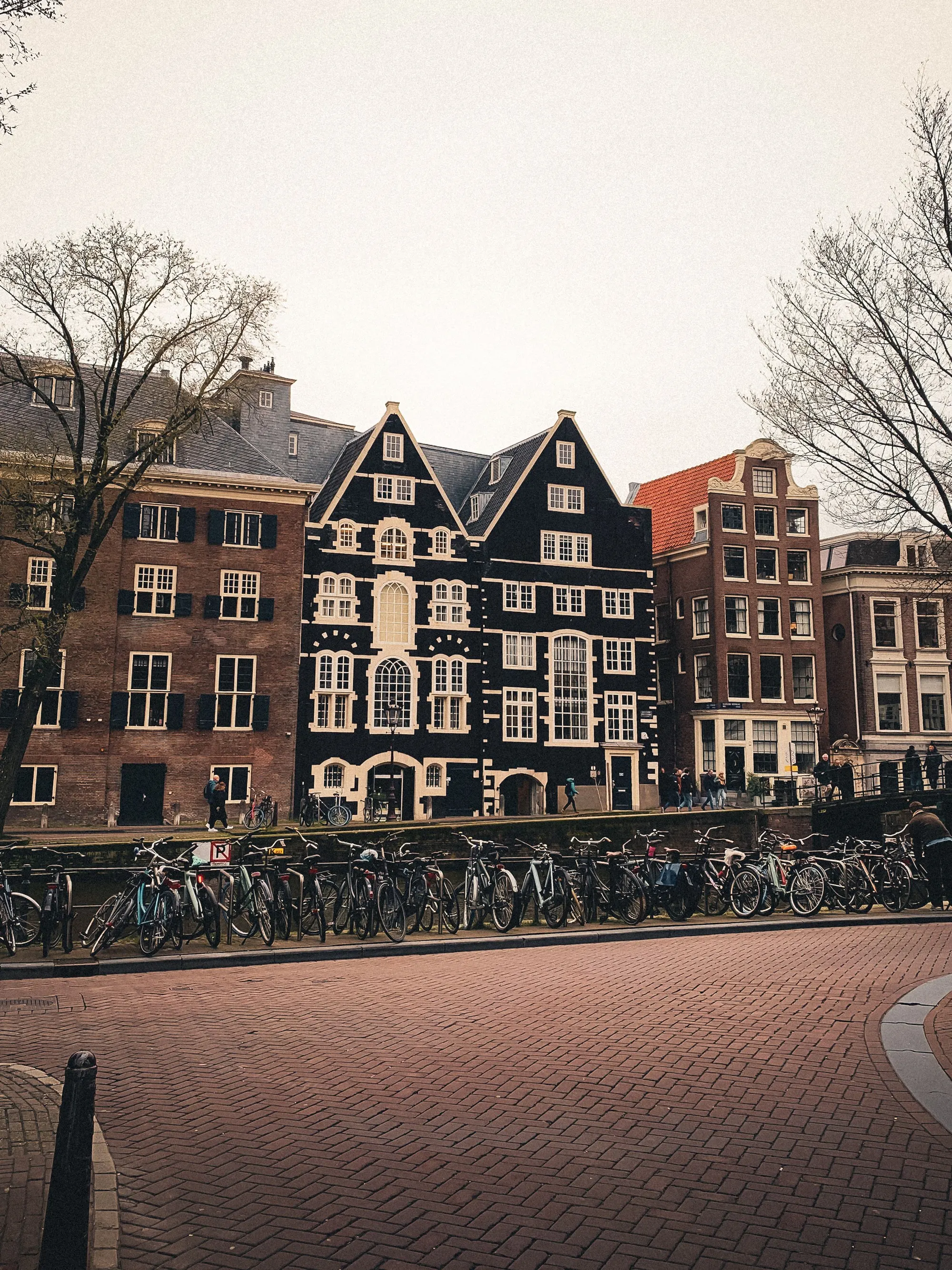 Grachtenpanden in Amsterdam in het avondlicht